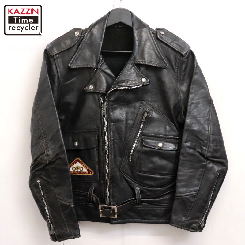 80s vintage BLE レザーダブルライダースジャケット 古着 40 ビンテージ80's○BLLダブルライダースジャケット黒○250414j6-m