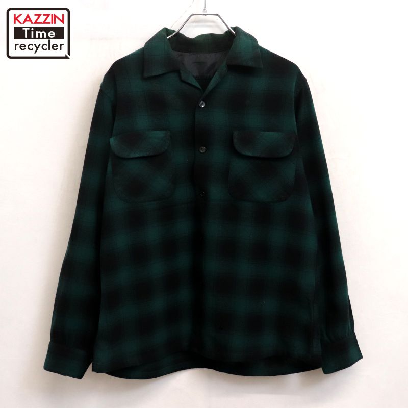 楽天市場】古着 70'S CASCADE オンブレチェック オープンカラー ウール