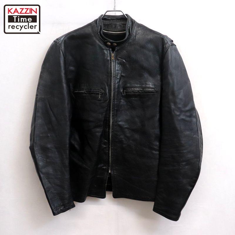USヴィンテージ レザーシングルライダースジャケット 本革 牛革 グレー 古着 USヴィンテージ レザーシングルライダースジャケット 本革 牛革 グレー