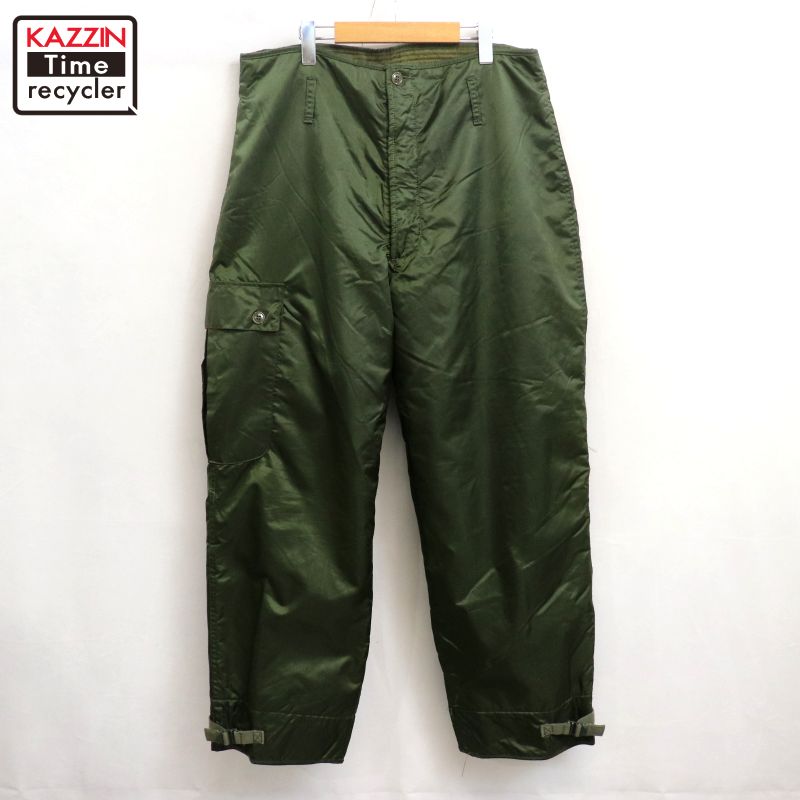 P10倍 【中古】80s ヴィンテージ U.S.NAVY ECW IMPERMEABLE 甲板 ミリタリーズボン下 古着  メンズ 書きあらわすL大きさ カーキ
