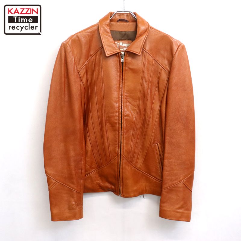P10倍 【中古】70s ヴィンテージ なめし革上衣 古着  メンズ M大きさ好いかげんに 赤銅色