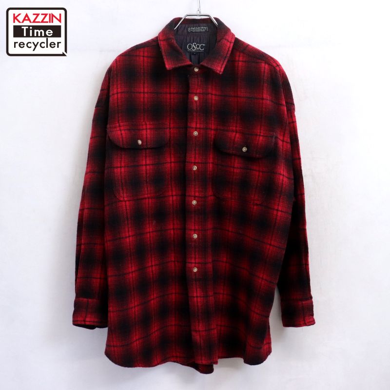 楽天市場】古着 70'S CASCADE オンブレチェック オープンカラー ウール