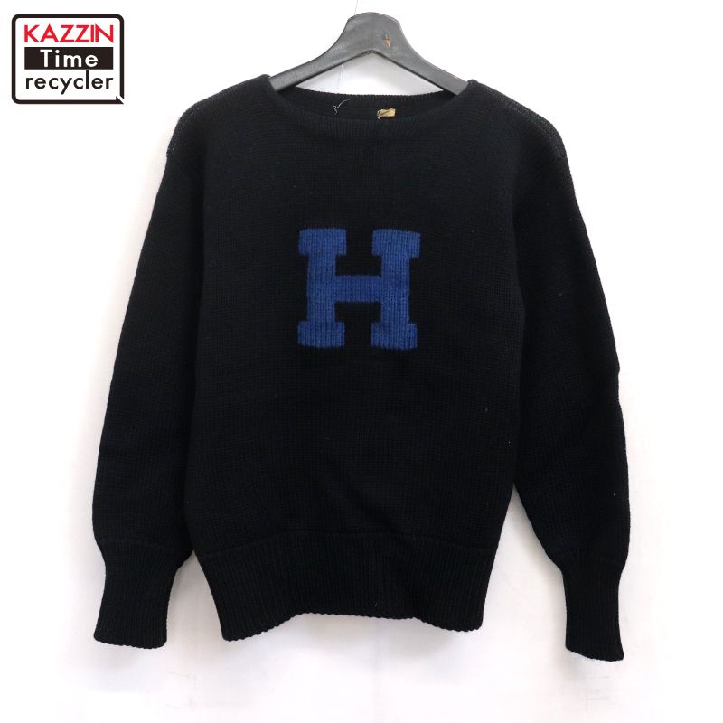 P10倍 【中古】50s ヴィンテージ 編み物ティーシャツ 古着  メンズ 書きあらわす42大いさ 黒いこと・青碧