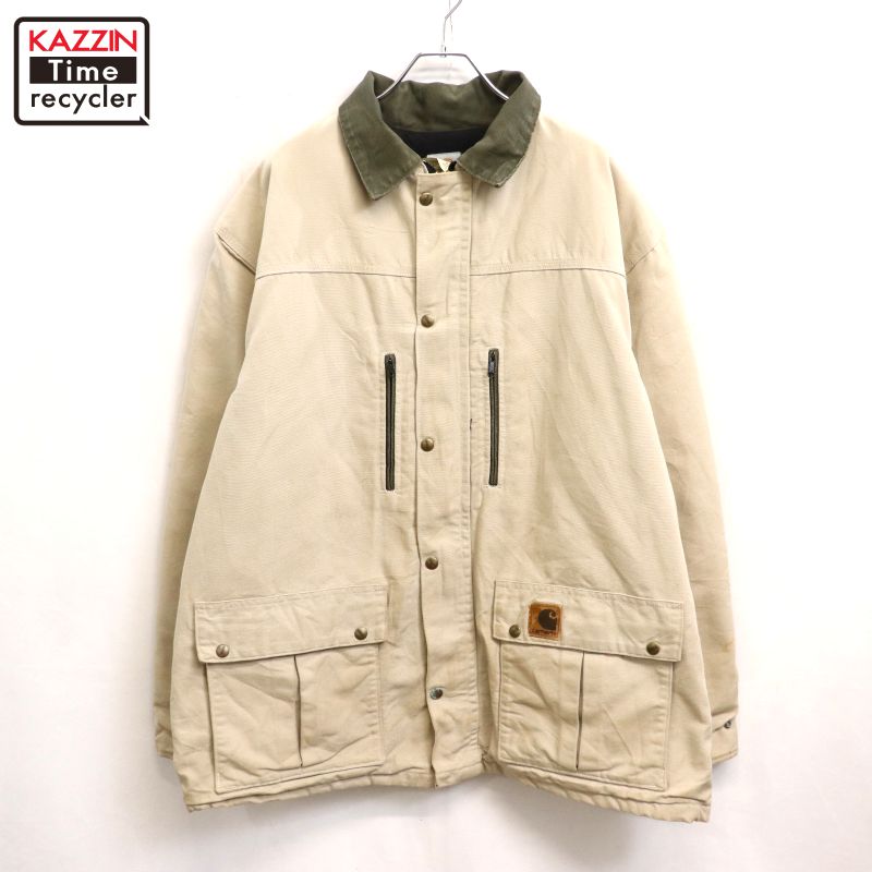 【中古】90s USA製 ヴィンテージ カーハート Carhartt STN ダック ジャケット 古着 メンズ 表記XLサイズ アイボリー｜Vintage古着屋 KAZZINTimerecycler