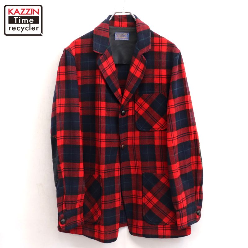 【中古】60s ヴィンテージ ペンドルトン PENDLETON チェック柄 ウール テーラードジャケット 古着 メンズ 表記Sサイズ レッド・マルチカラー｜Vintage古着屋 KAZZINTimerecycler