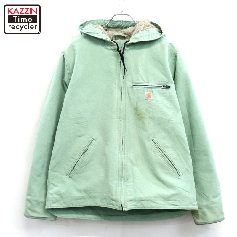 P10倍 【中古】00s 鉄道車両ハート型 Carhartt 合鴨 裏地ボア シ内鰓 上衣 古着  レディース 書きあらわす8大きさ 緑であること