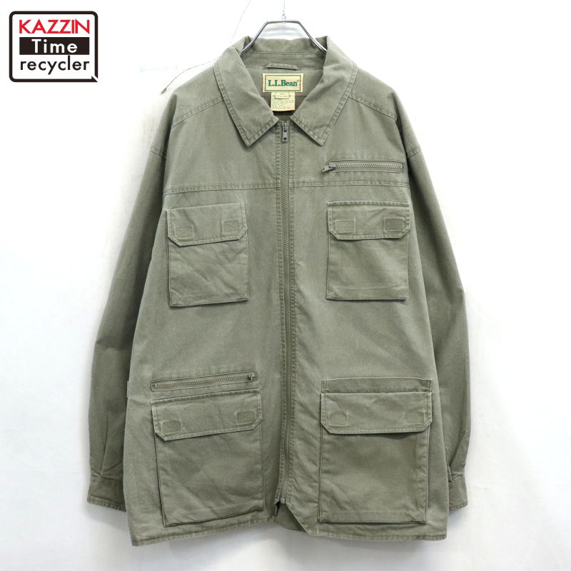 【中古】90s ヴィンテージ エルエルビーン L.L.Bean サファリ ジャケット 古着 メンズ 表記XLサイズ グリーン|Vintage古着屋 KAZZINTimerecycler