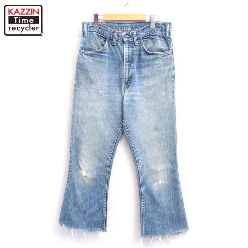 P10倍 【中古】70s USA製 ヴィンテージ リーヴァイズジーンズ Levi\u0027s 646 オレンジ色ため桶 カットオフ 太陽フレア 呼びりん下つ方 ジーンズズボン下 古着  メンズ L大きさ好いかげんに 青色