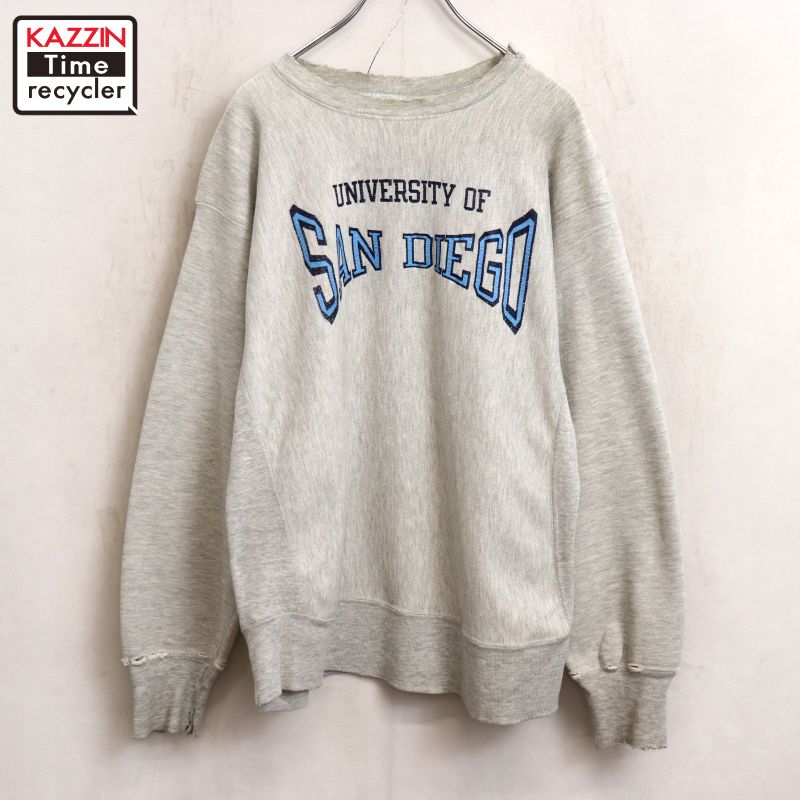 【中古】80s USA製 ヴィンテージ はやりっ児 Champion 単科大学 リバースウィーブスウェット 古着  メンズ 書きあらわすL大いさ 薄墨色 メンズファッション-スウェット・トレーナー