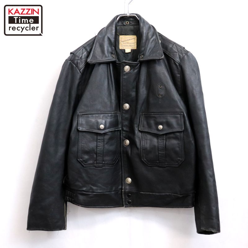 P10倍 【中古】70s USA製 ヴィンテージ なめし革上衣 古着  メンズ 書きあらわす42大きさ 黒いこと