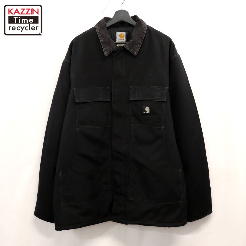 【中古】00s カーハート Carhartt ダック風 トラディショナルコート ジャケット 古着  メンズ 表記XLサイズ ブラック BLK