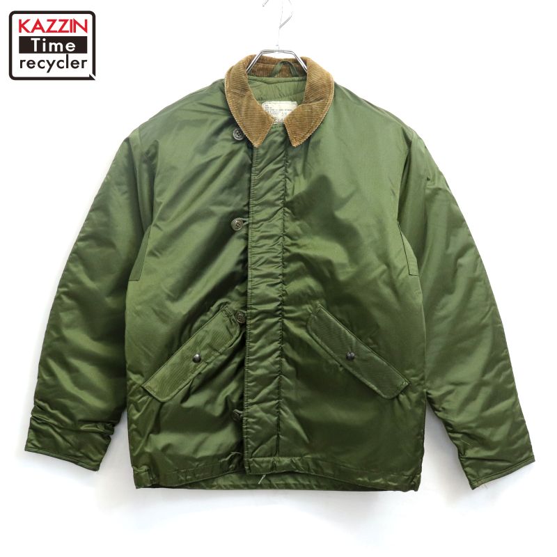 【中古】80s ヴィンテージ U.S.NAVY ECW A-1デッキジャケット ミリタリージャケット 古着 メンズ 表記Sサイズ グリーン|Vintage古着屋 KAZZINTimerecycler