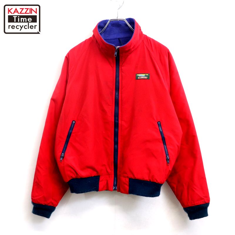 【中古】80s USA製 ヴィンテージ エルエルビーン L.L.Bean Warm-up Jacket ナイロンジャケット 古着  メンズ 表記Mサイズ レッド