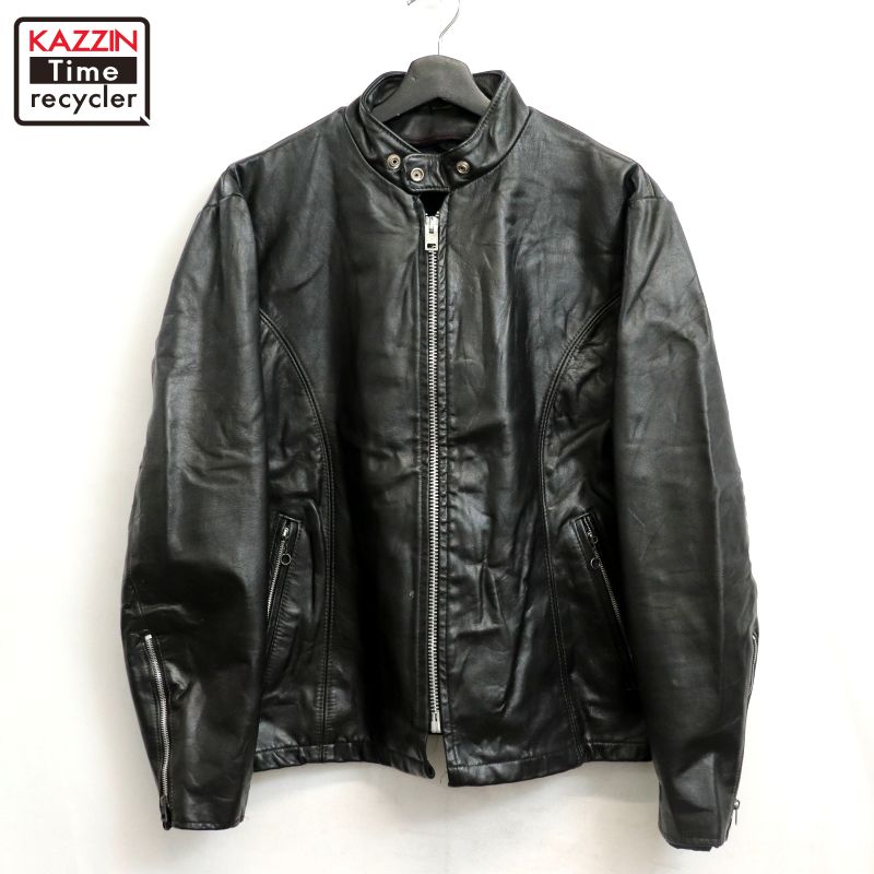 P10倍 【中古】70s ヴィンテージ シングルライダースジャケット 古着  メンズ 書きあらわす42R大きさ 黒いこと