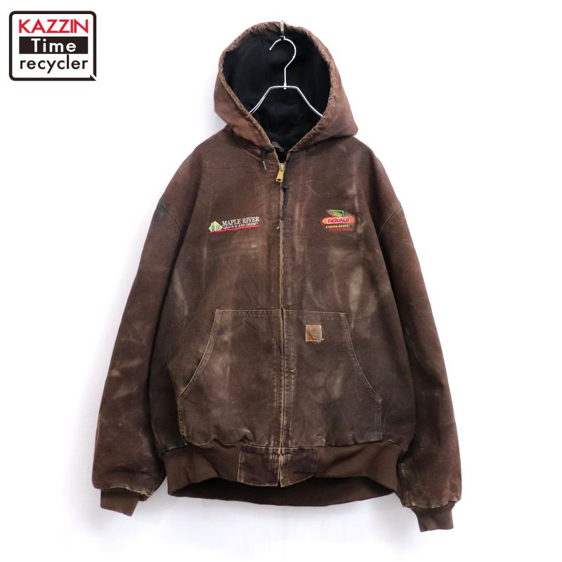 P10倍 【中古】00s 鉄道車両ハート型 Carhartt 裏地メッシュ 活動的 合鴨 上衣 古着  メンズ 書きあらわすXL-Regular大きさ 暗然たる赤銅色
