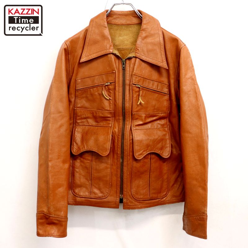 P10倍 【中古】70s ヴィンテージ リヴァーシブル なめし革上衣 古着  メンズ 書きあらわす40大きさ 赤銅色