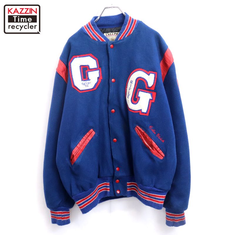 楽天市場】90s DeLONG 袖レザー メルトン スタジャン / アワード