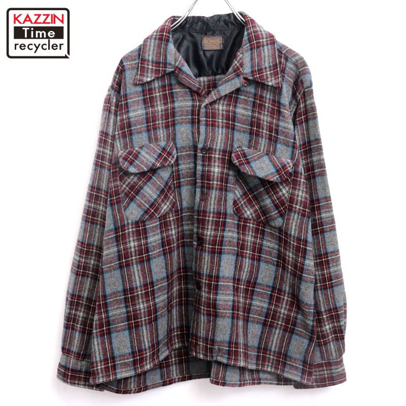 楽天市場】古着 70'S CASCADE オンブレチェック オープンカラー ウール