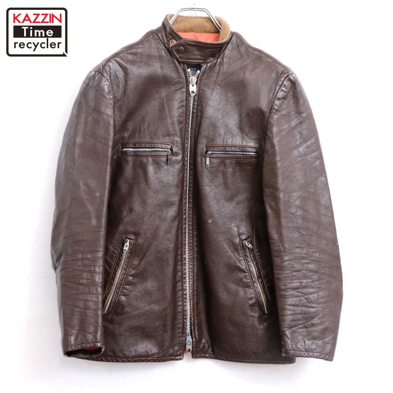 80s uk vintage レザーダブルライダースジャケット ロンジャン 古着