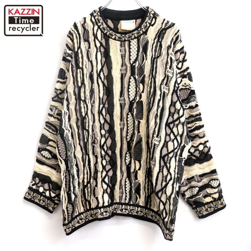 【中古】90s ヴィンテージ クージー COOGI ローゲージ 3D ニットセーター 古着 メンズ 表記XLサイズ マルチカラー|Vintage古着屋 KAZZINTimerecycler