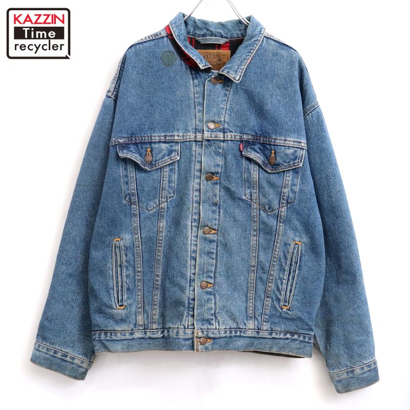 【中古】90s USA製 ヴィンテージ リーバイス Levi's 70427 裏地ネル デニムジャケット 古着 メンズ 表記XLサイズ ブルー｜Vintage古着屋 KAZZINTimerecycler