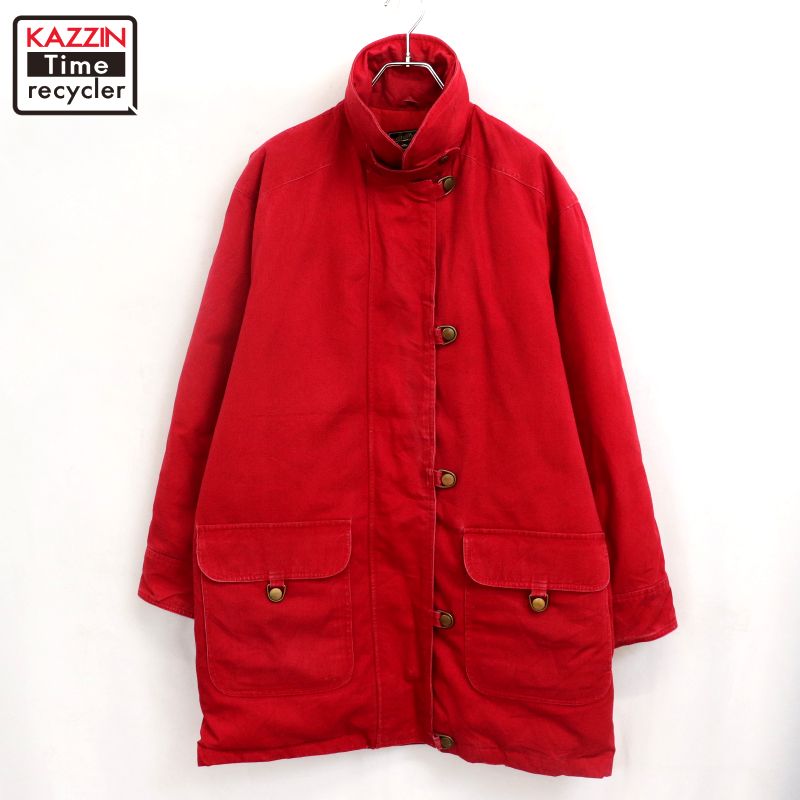 P10倍 【中古】90s ヴィンテージ エディー・バウアー Eddie Bauer グースダウン 綿織物 ダブルジップ 落ちこむ上衣 古着  レディース XL大きさ好いかげんに ビッグ大きさ 大層らしい大きさ 赤いこと
