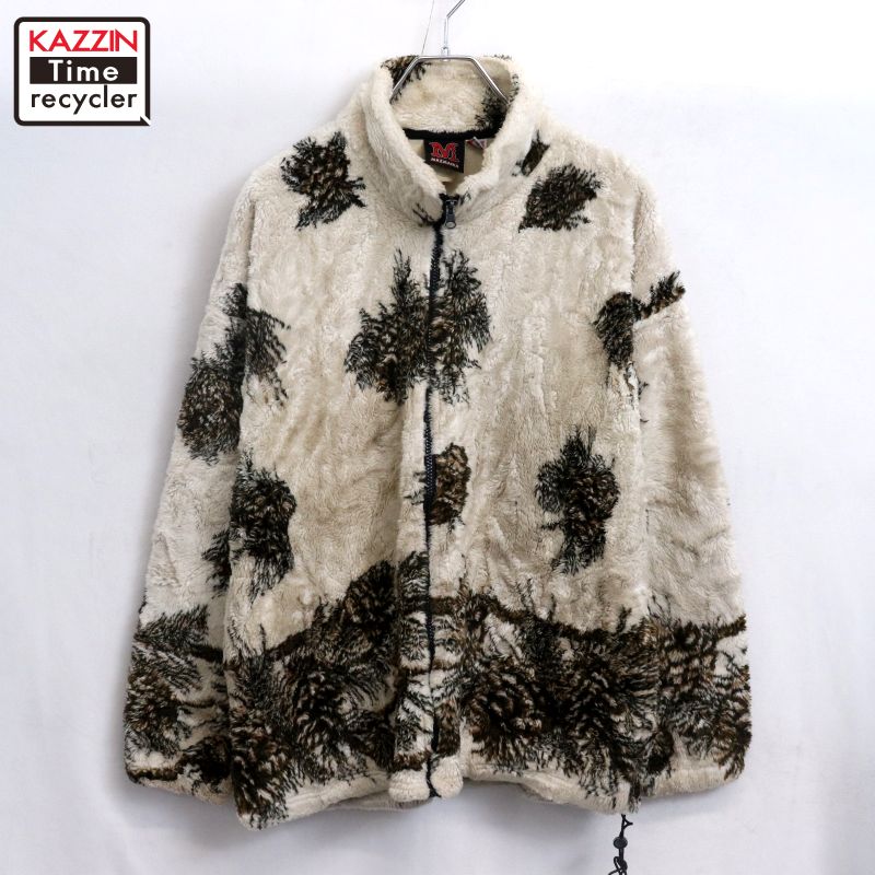 【中古】90s USA製 ヴィンテージ マズマニア MAZMANIA フリースジャケット 古着 メンズ 表記Sサイズ ホワイト｜Vintage古着屋 KAZZINTimerecycler
