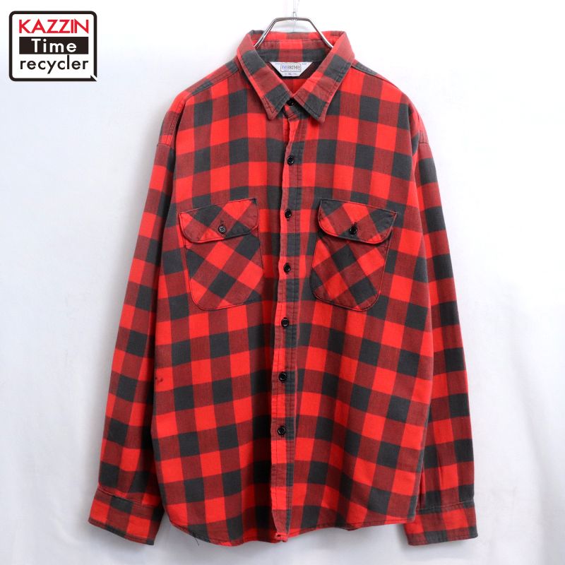 楽天市場】USA製 70s~80s FIVE BROTHER Check Flannel L/S Shirt 青緑