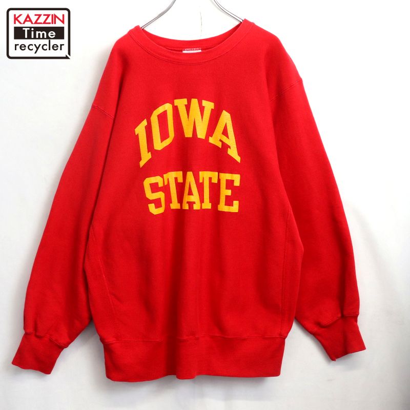 P10倍 【中古】80s USA製 ヴィンテージ はやりっ児 Champion トリコタグ IOWA リバースウィーブスウェット 古着  メンズ 書きあらわすXXL大きさ 赤いこと