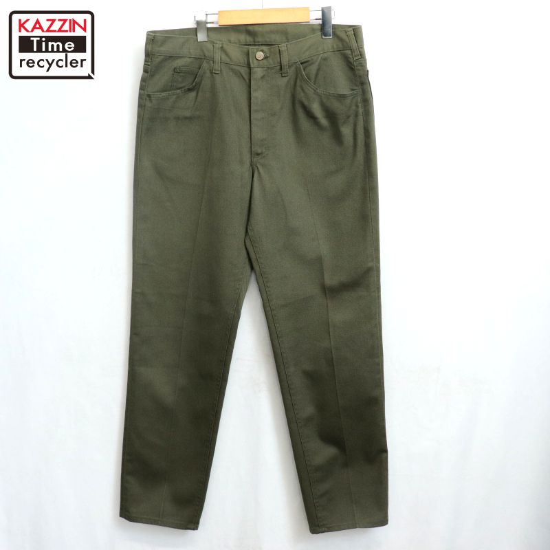 P10倍 【中古】70s USA製 ヴィンテージ ロバート・エドワード・リー Lee Leens ツイル ズボン下 古着  メンズ L大いさ好いかげんに カーキ