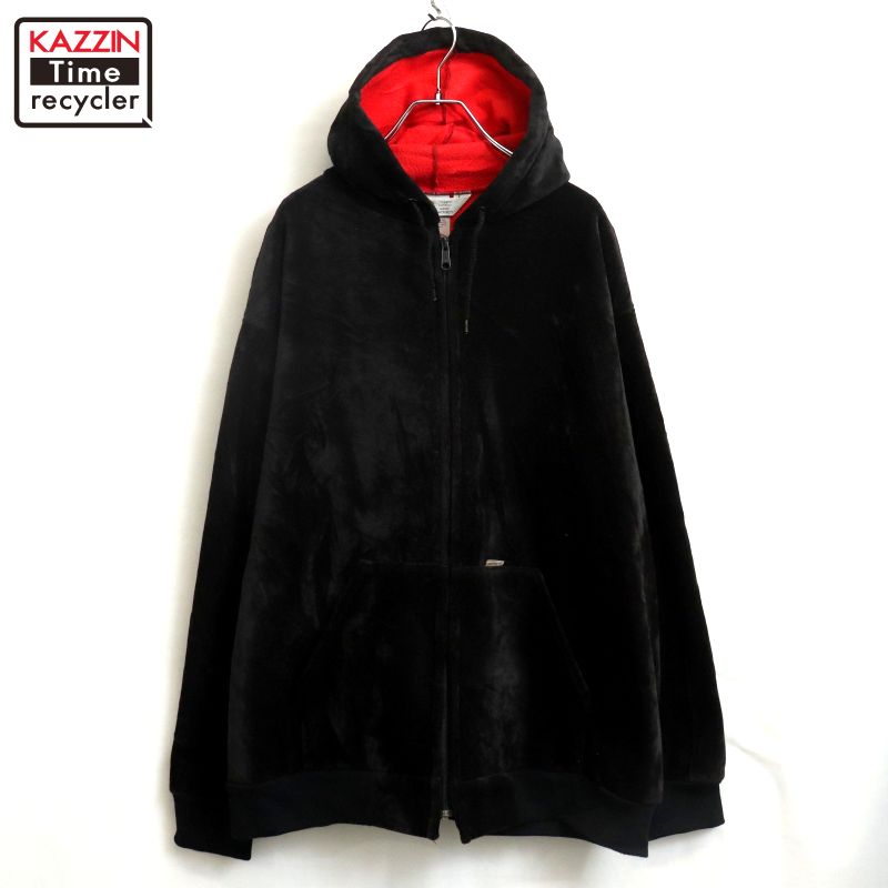 【中古】80s USA製 ヴィンテージ カーハート Carhartt 裏地フリース ベロア パーカー 古着 メンズ XL~サイズ相当 ビッグサイズ オーバーサイズ ブラック｜Vintage古着屋 KAZZINTimerecycler