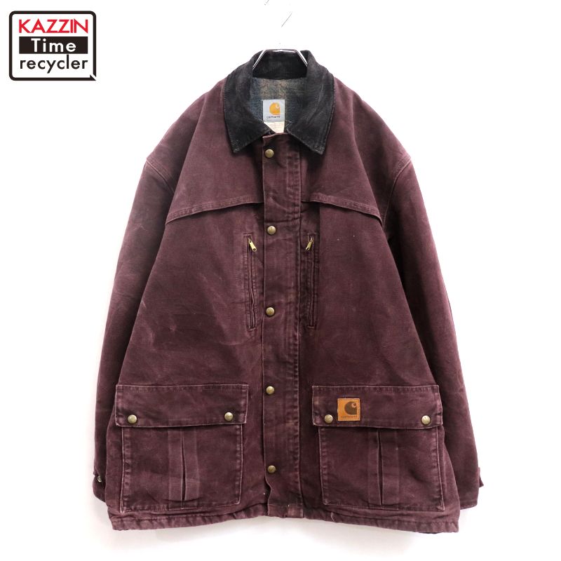 【中古】90s USA製 ヴィンテージ カーハート Carhartt BRG 裏地ブランケット ダック ジャケット 古着 メンズ XLサイズ相当 ビッグサイズ オーバーサイズ バーガンディ｜Vintage古着屋 KAZZINTimerecycler