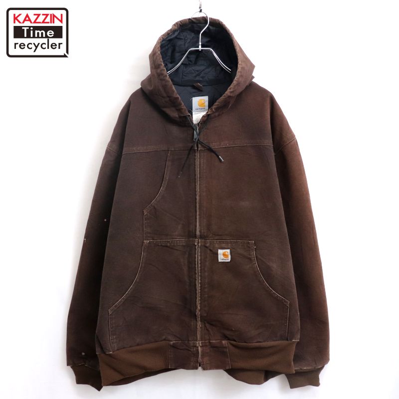 P10倍 【中古】00s 鉄道車両ハート型 Carhartt 裏地キルティング 家鴨 上衣 古着  メンズ XL~大きさ好いかげんに ビッグ大きさ 厚地の外套大きさ うす暗い赤銅色
