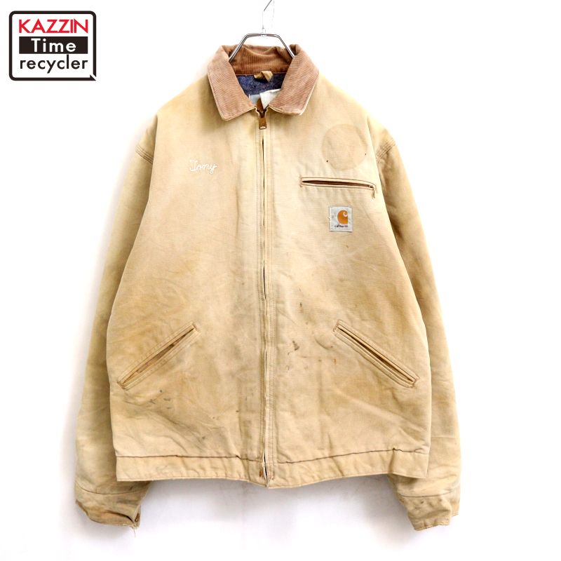 【中古】90s USA製 ヴィンテージ カーハート Carhartt 星タグ デトロイト ダック ジャケット 古着 メンズ XLサイズ相当 ビッグサイズ オーバーサイズ ベージュ｜Vintage古着屋 KAZZINTimerecycler