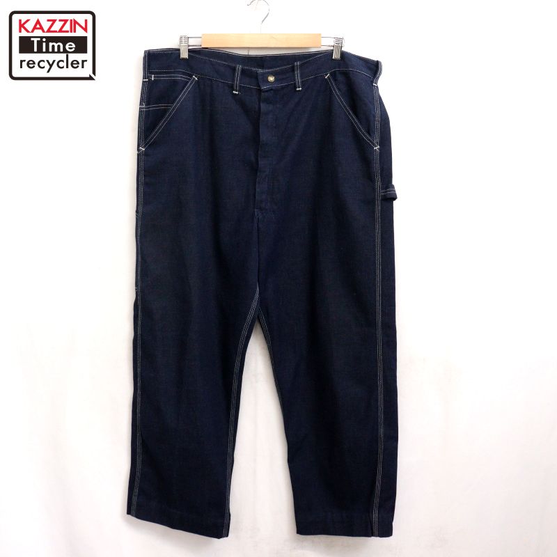【中古】70s ヴィンテージ シアーズ Sears バットダイデニム ペインターパンツ 古着  メンズ 表記42×30サイズ ブルー