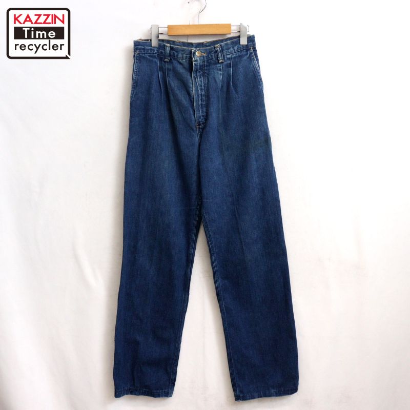 【中古】70s USA製 ヴィンテージ ラングラー Wrangler ジュニア 2タック デニムスラックスパンツ 古着  メンズ 表記JUNIOR 11サイズ ブルー