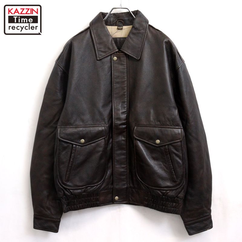 P10倍 【中古】00s セントジョンズベイ STJOHN\u0027SBAY A-2手合い なめし革上衣 古着  メンズ 書きあらわすM大きさ 赤銅色