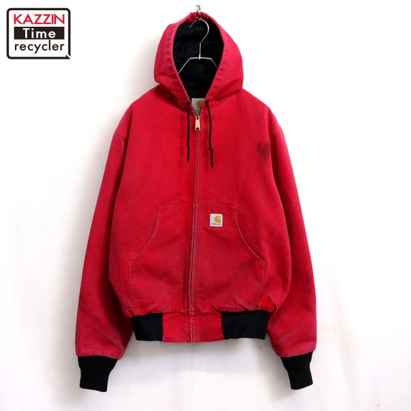 P10倍 【中古】90s ヴィンテージ 鉄道車両ハート型 Carhartt 積極的 家鴨 上衣 古着  メンズ XL大きさ好いかげんに ビッグ大きさ 厚地の外套大きさ 赤いこと