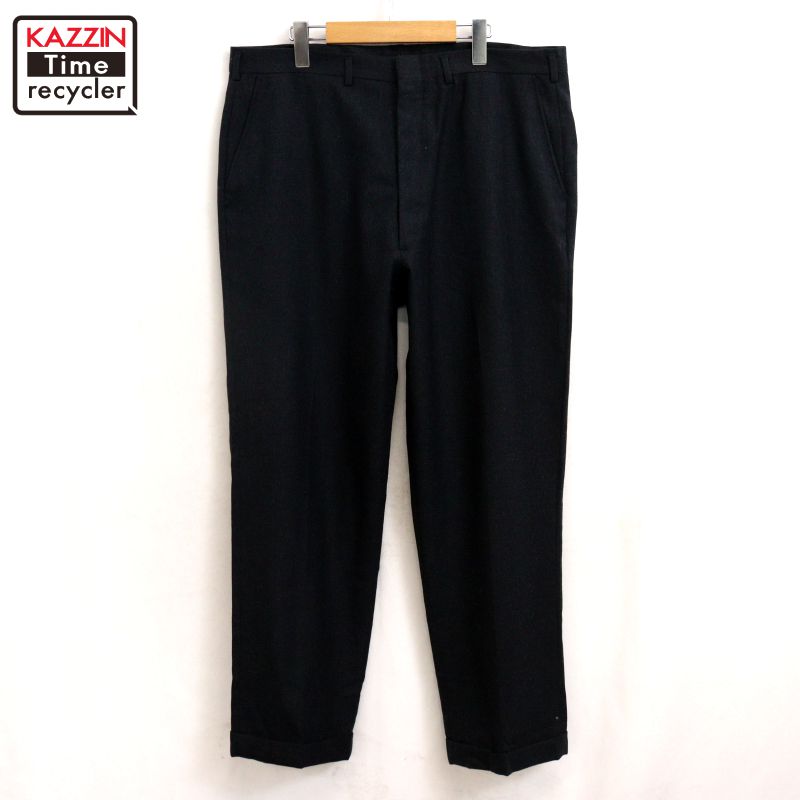 P10倍 【中古】60s ヴィンテージ ジェイシーペニー J.C.Penney 無地 PENNEY\u0027S 羊毛 スラックスズボン下 古着  メンズ L大いさ好いかげんに 黒いこと