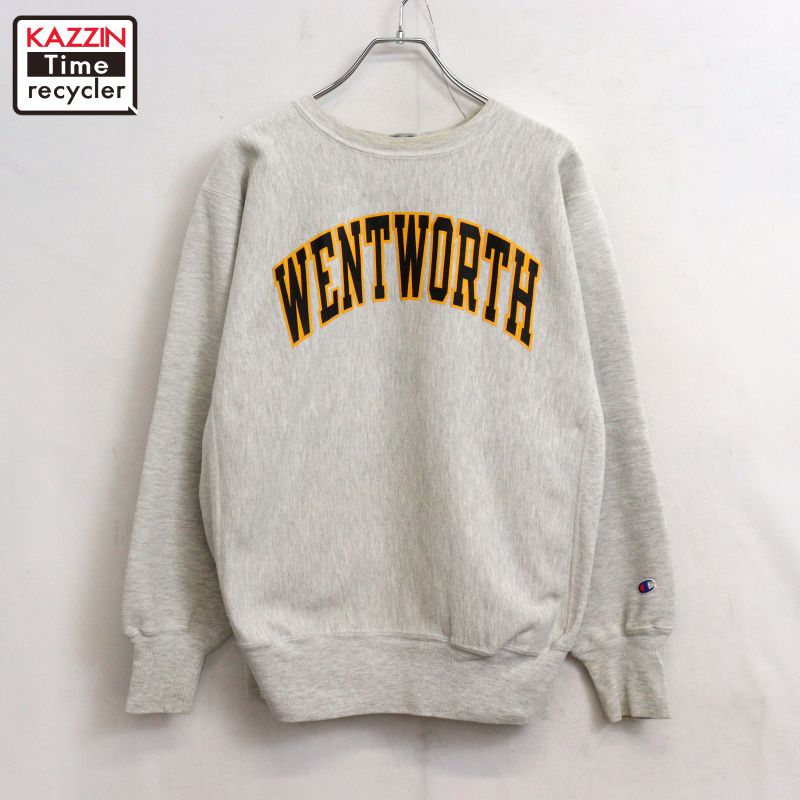 【中古】90s USA製 ヴィンテージ はやりっ児 Champion 単科大学刷り上げる リバースウィーブスウェット 古着  メンズ 書きあらわすL大いさ 薄墨色 スウェット・トレーナー-メンズファッション