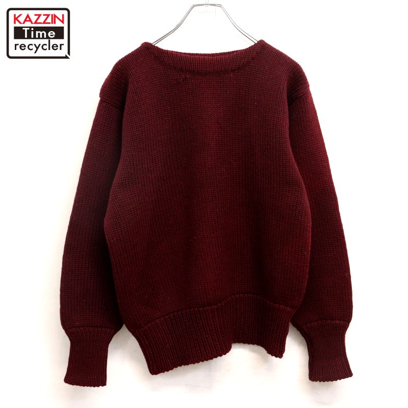 P10倍 【中古】60s ヴィンテージ 無地 レタード 羊毛 編み物ティーシャツ 古着  メンズ M大いさ好いかげんに バーガンディ
