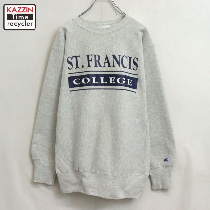 【中古】90s USA製 ヴィンテージ はやりっ子 Champion 分科大学刷り上げる リバースウィーブスウェット 古着  メンズ 書きあらわすXL大いさ 薄墨色 トップス-メンズファッション-スウェット・トレーナー