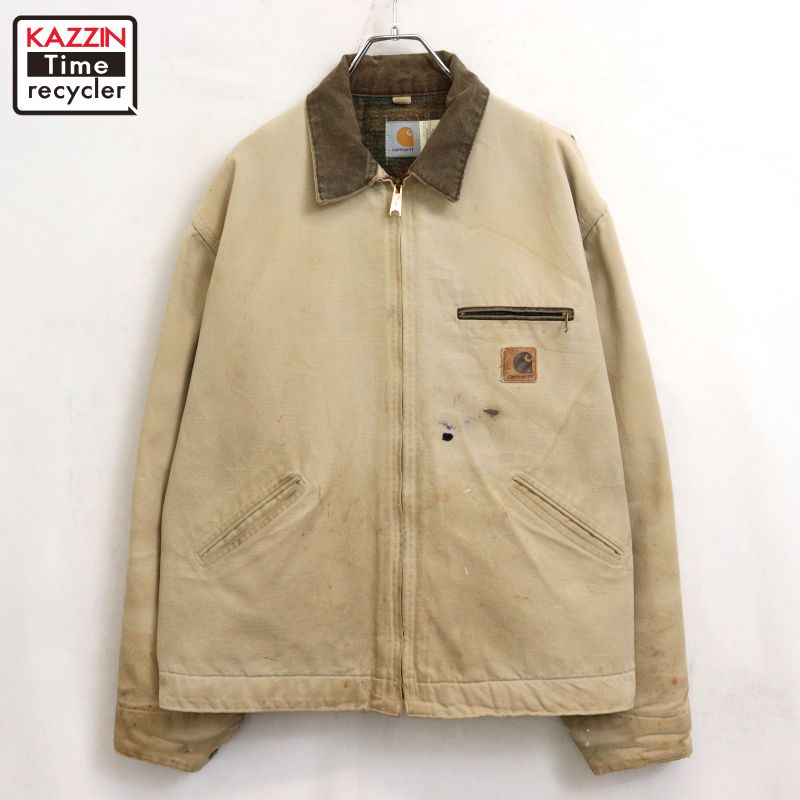【中古】90s USA製 ヴィンテージ カーハート Carhartt デトロイトジャケット ダック ジャケット 古着 メンズ 表記XLサイズ ベージュ｜Vintage古着屋 KAZZINTimerecycler