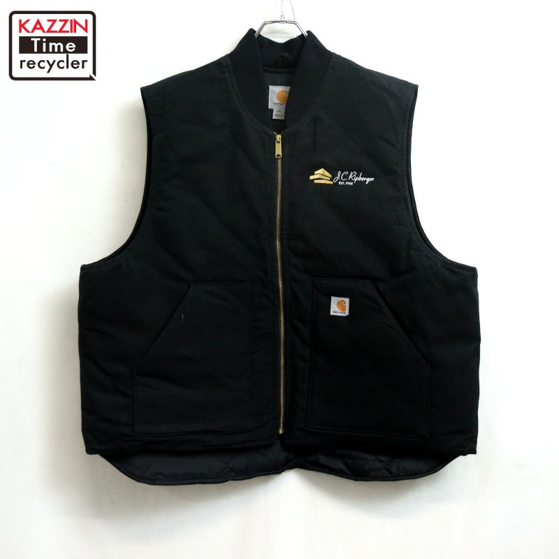 【中古】00s カーハート Carhartt ブラック 裏地キルティング 中綿 ダック ベスト 古着 メンズ 表記XXLサイズ ブラック|Vintage古着屋 KAZZINTimerecycler