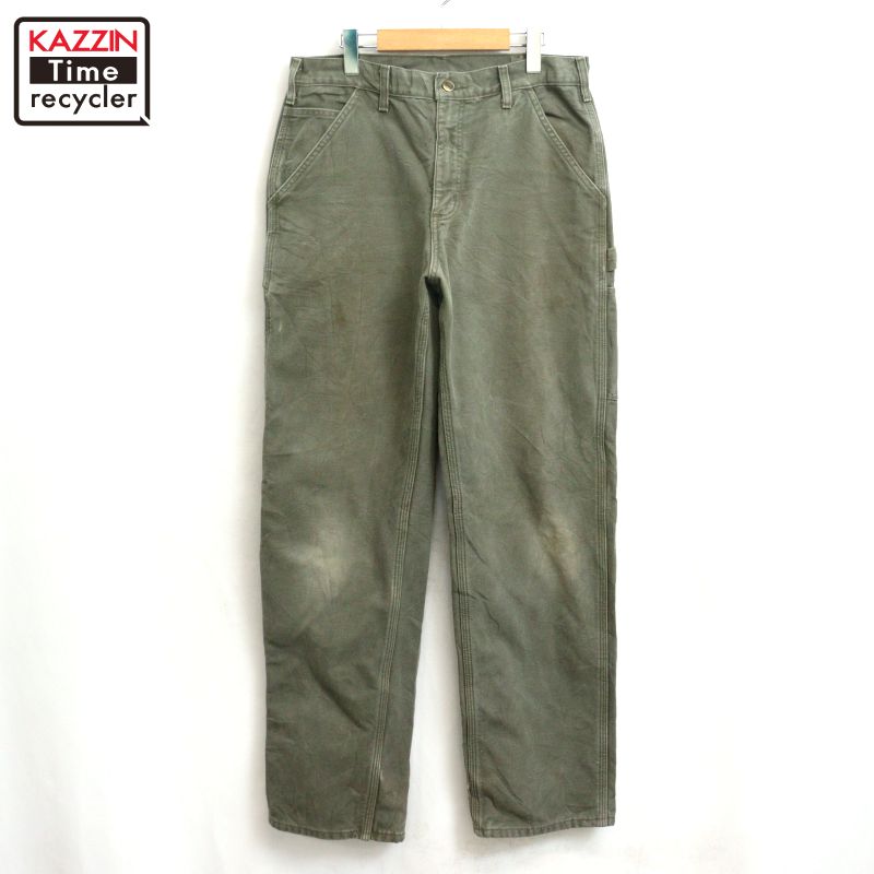 【中古】00s カーハート Carhartt MOS 裏地ネル ダック ペインターパンツ 古着 メンズ 表記32&times;34サイズ モスグリーン｜Vintage古着屋 KAZZINTimerecycler