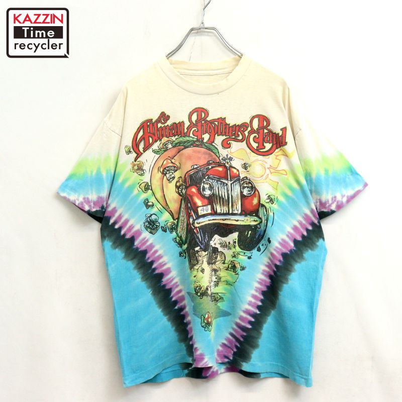 【中古】90s ヴィンテージ THE ALLMAN BROTHERS BAND オールマンブラザーズバンド タイダイ柄 バンドＴシャツ 古着 メンズ Lサイズ相当 マルチカラー｜Vintage古着屋 KAZZINTimerecycler