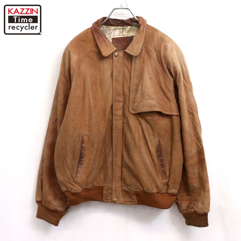 【中古】90s ヴィンテージ マルボロ Marlboro エルボーパッチ レザージャケット 古着 メンズ 表記Sサイズ ブラウン｜Vintage古着屋 KAZZINTimerecycler