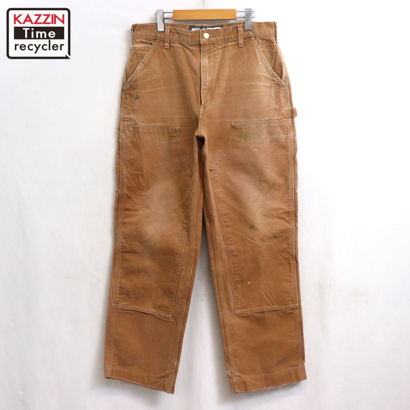 P10倍 【中古】00s USA製 鉄道車両ハート形 Carhartt ダブルニー 間鴨 ペインターパンツ 古着  メンズ L大きさ好いかげんに 赤銅色