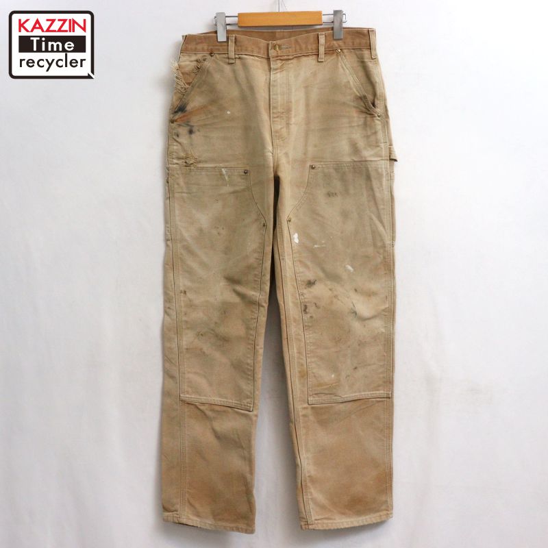 P10倍 【中古】00s USA製 鉄道車両ハート型 Carhartt ダブルニー 家鴨 ペインターパンツ 古着  メンズ L大きさ好いかげんに 赤銅色