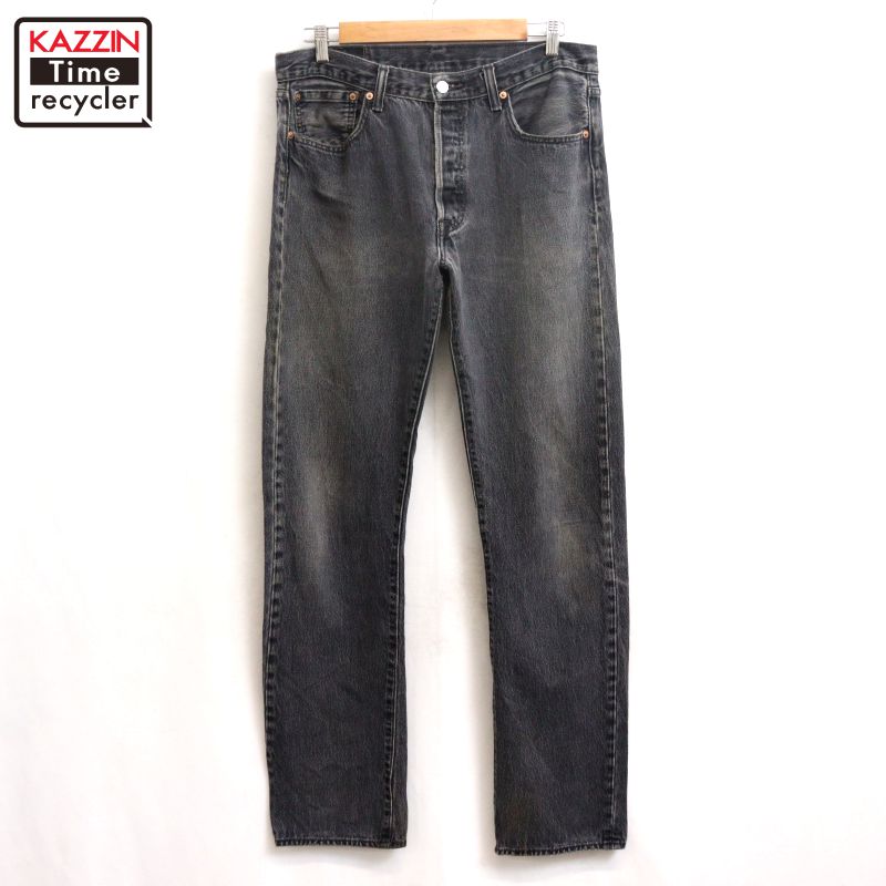【中古】00s リーバイス Levi 501 ブラック デニムパンツ 古着  メンズ Lサイズ相当 ブラック